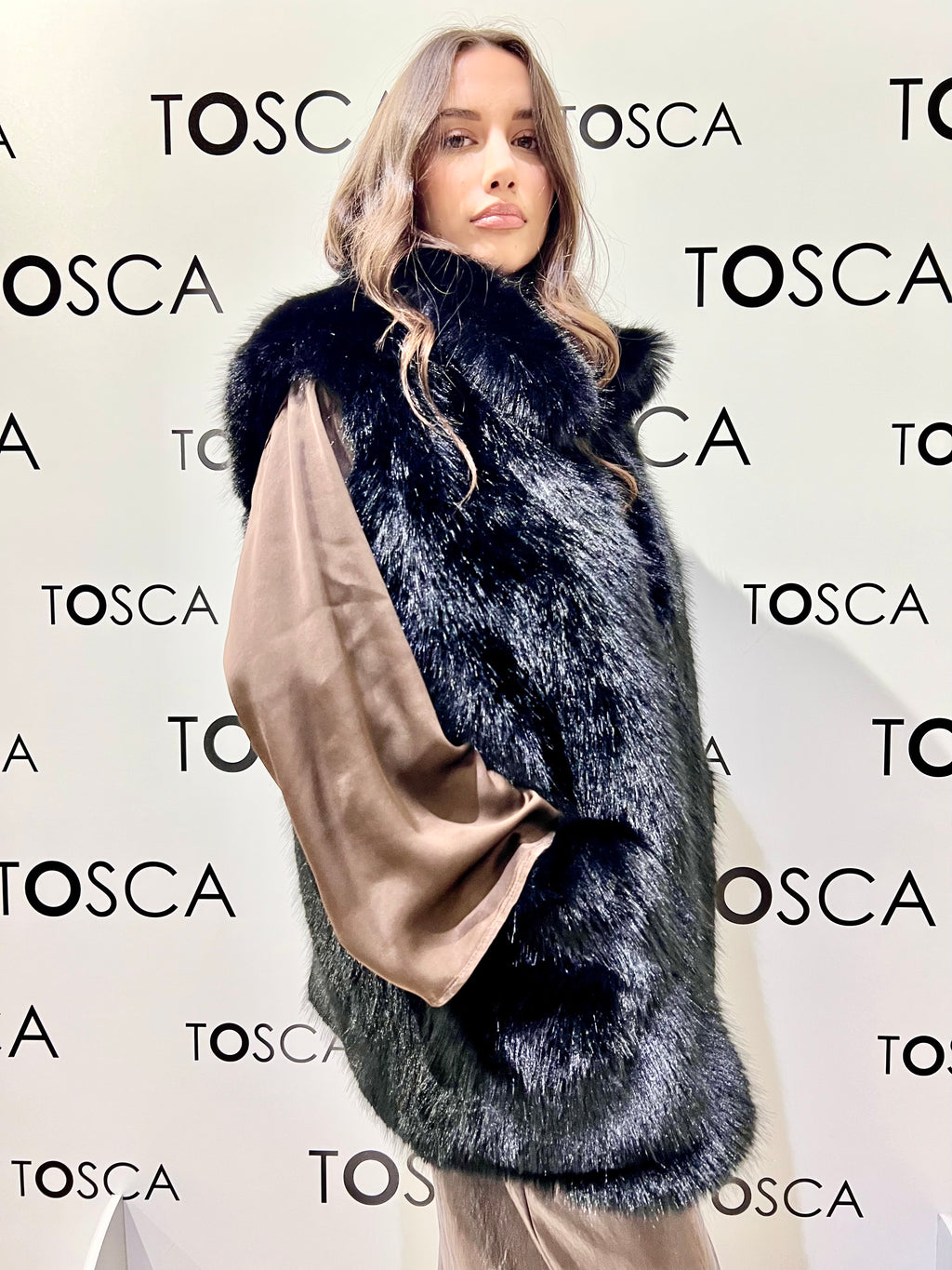 Gilet in ecopelliccia M38F1309-AP1161NERO SOUVENIR
