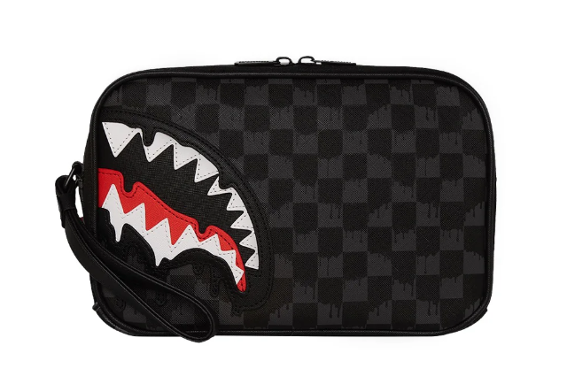 pochette sprayground dripping sharks in paris toiletry brick 910B7968NSZMARRONE SPRAYGROUND