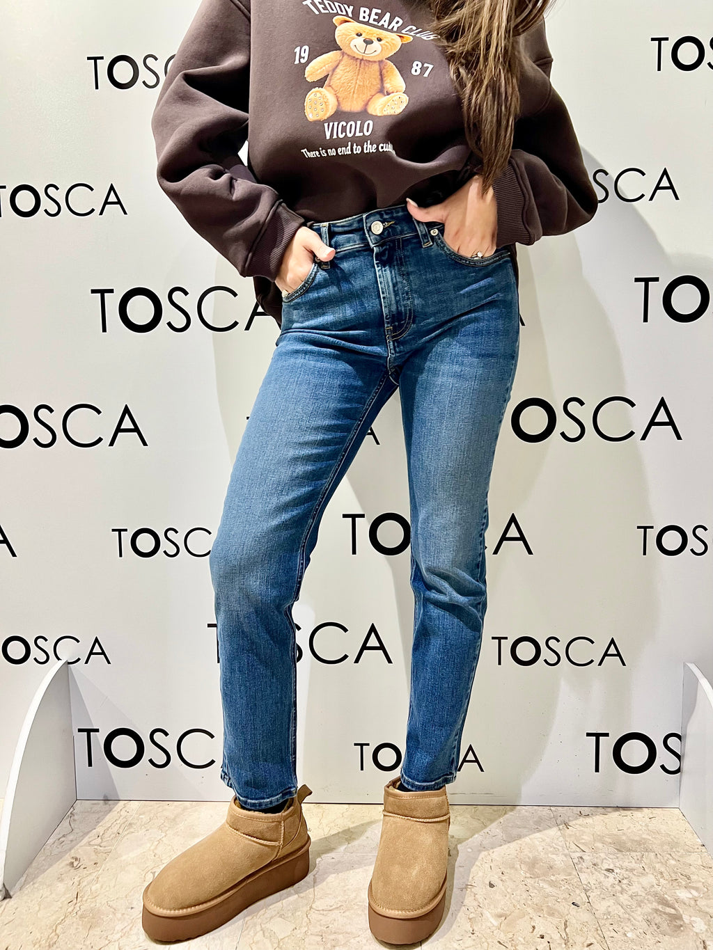 jeans daisy cropped a vita media DF5122DENIM VICOLO