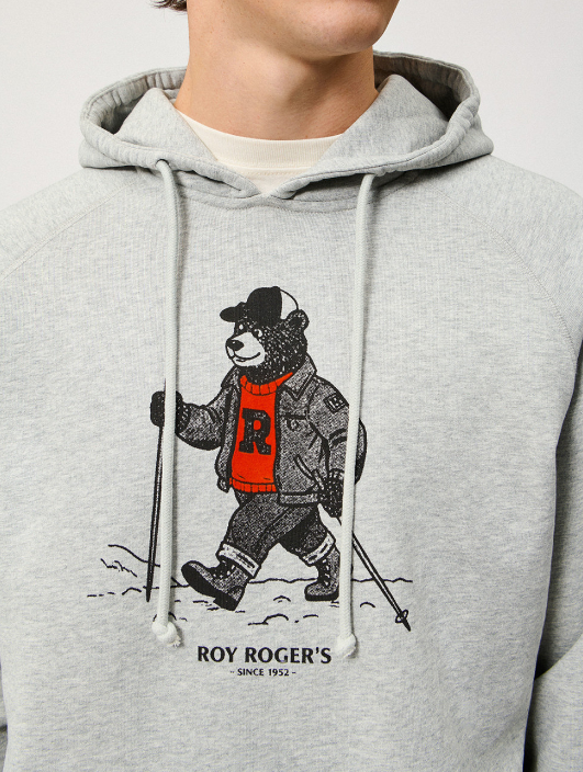 felpa con cappuccio e stampa hiking bear roy roger's 