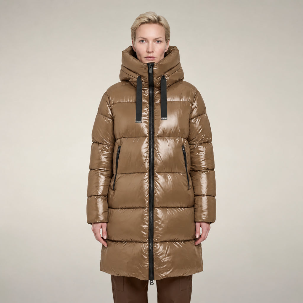 piumino lungo donna mod. isabel marrone nero save the duck 