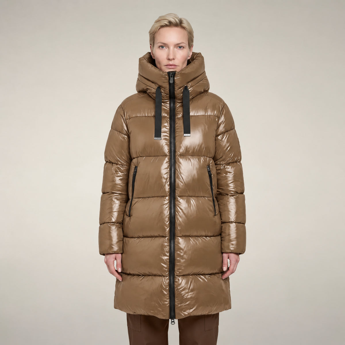 piumino lungo donna mod. isabel marrone nero save the duck 