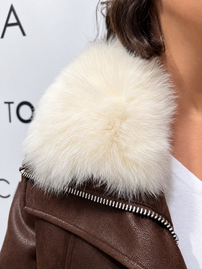 bomber aviatore in ecopelle con collo shearling silvian heach 