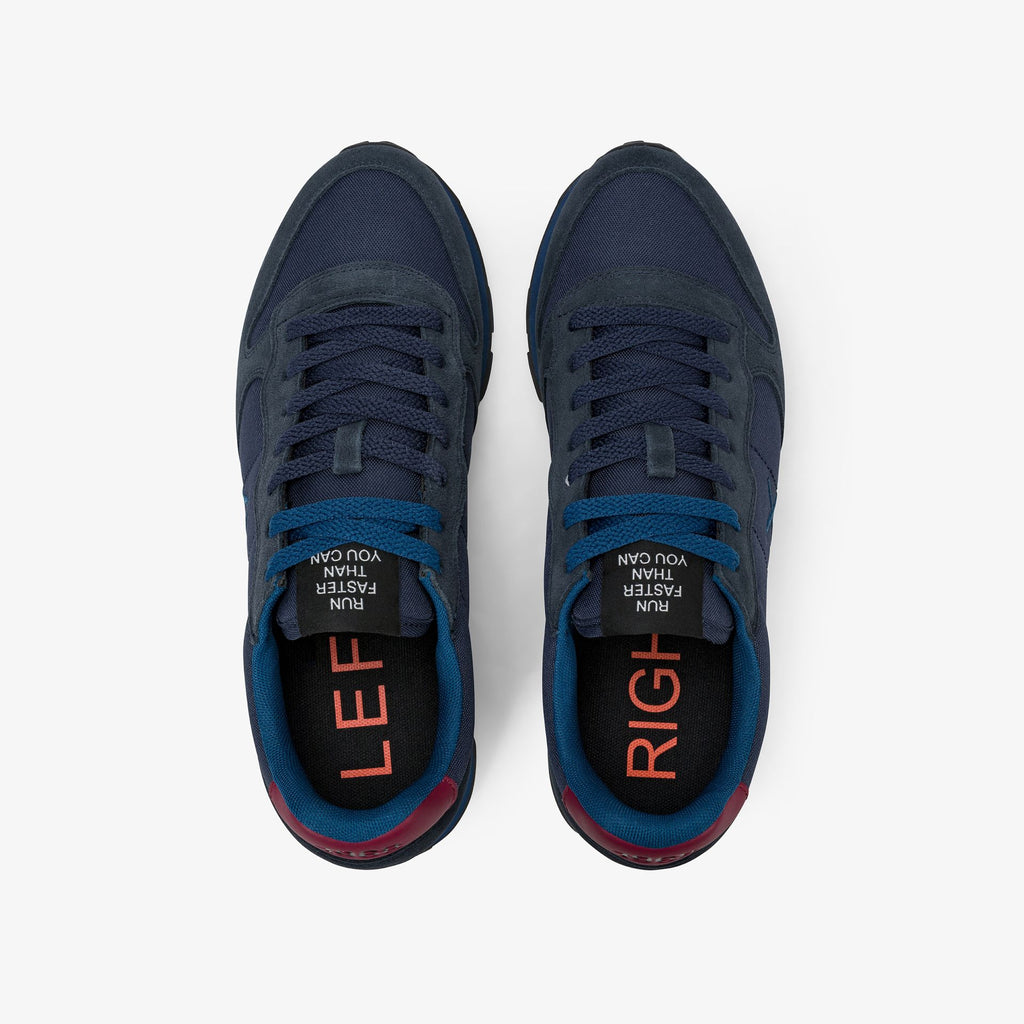 sneaker tom in nylon e suede navy blue/bordeaux sun68<BR/> 