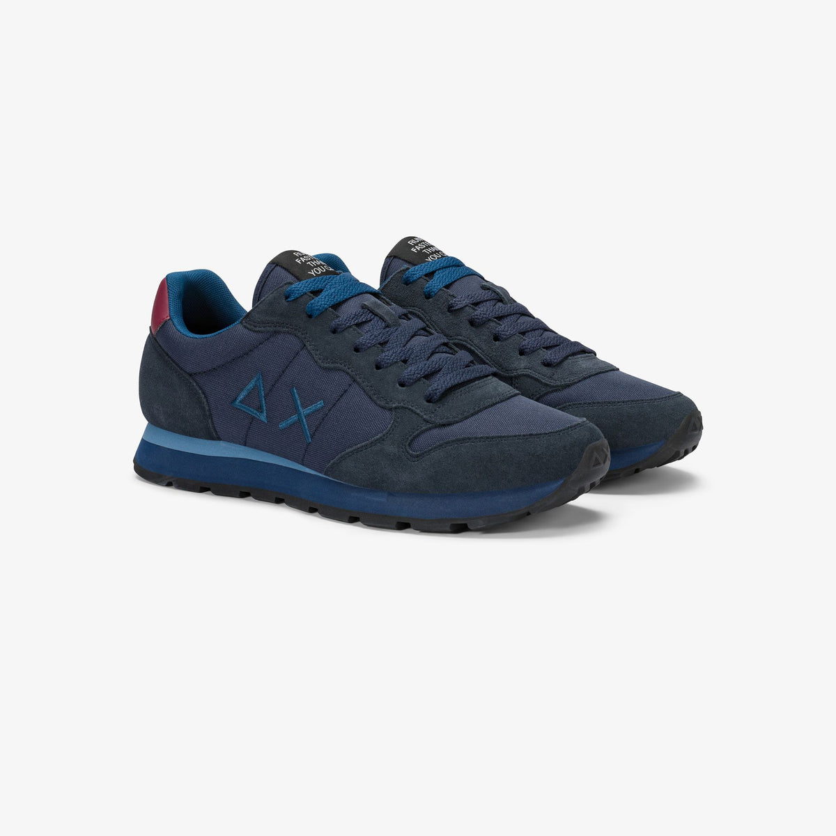 sneaker tom in nylon e suede navy blue/bordeaux sun68<BR/> 