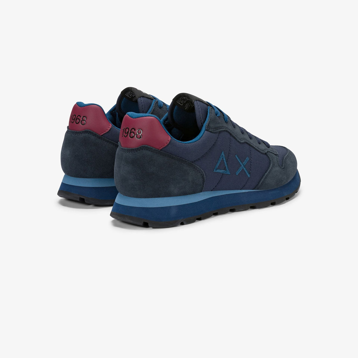 sneaker tom in nylon e suede navy blue/bordeaux sun68<BR/> 