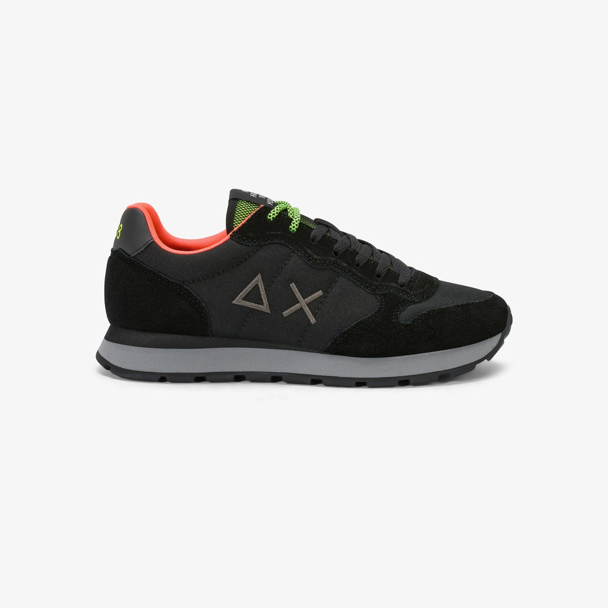 sneaker tom fluo in nylon e suede nero sun68<BR/> 
