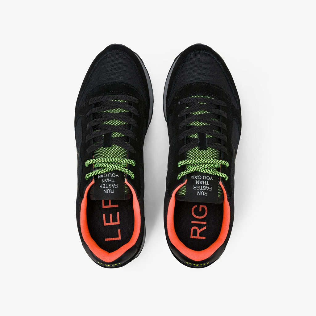 sneaker tom fluo in nylon e suede nero sun68<BR/> 