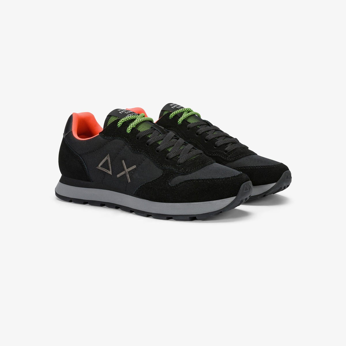 sneaker tom fluo in nylon e suede nero sun68<BR/> 