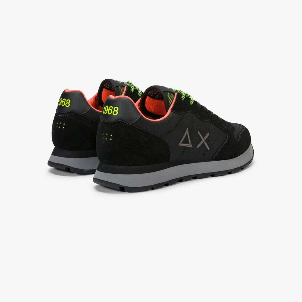 sneaker tom fluo in nylon e suede nero sun68<BR/> 