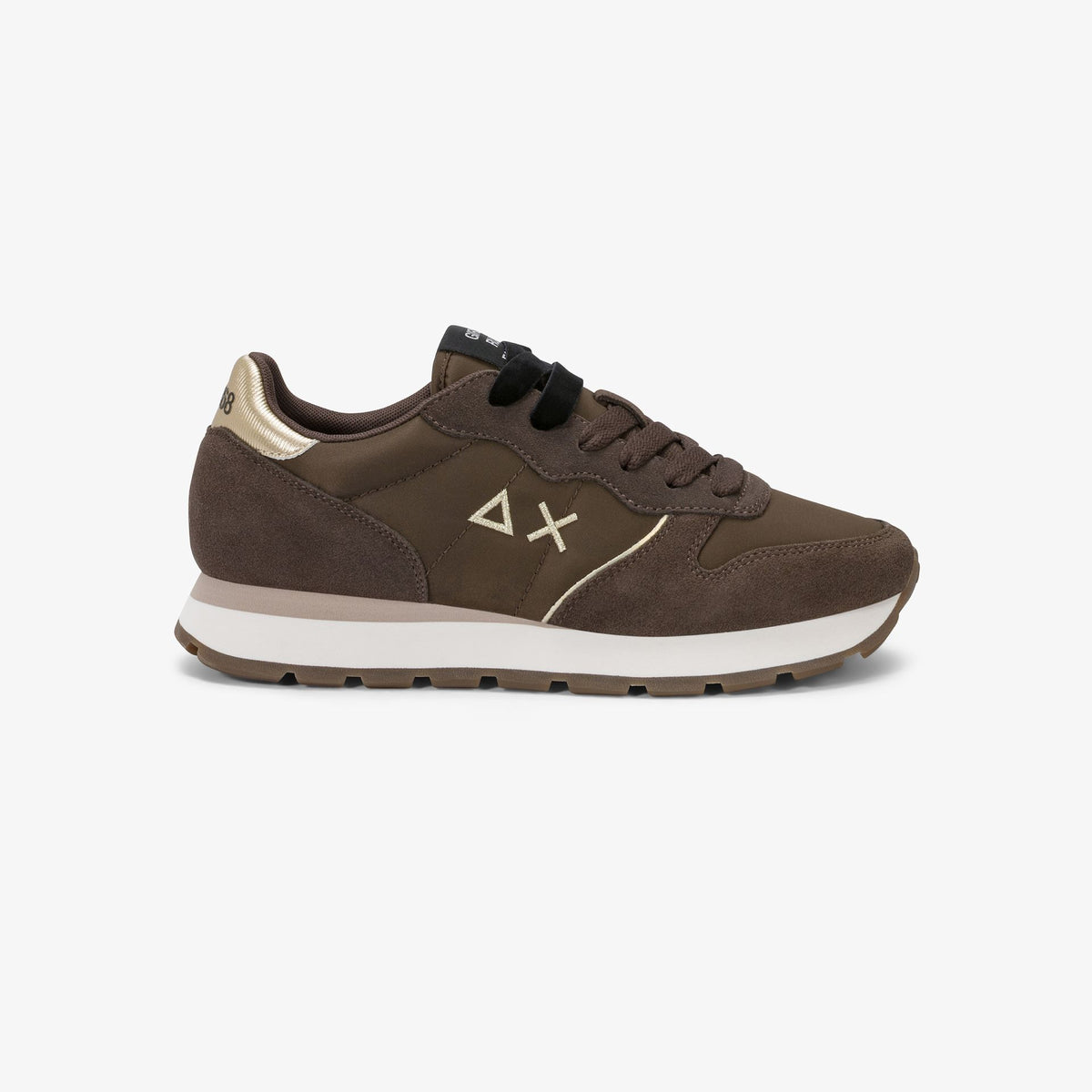 sneaker ally gold silver in suede e nylon marrone sun68<BR/> 