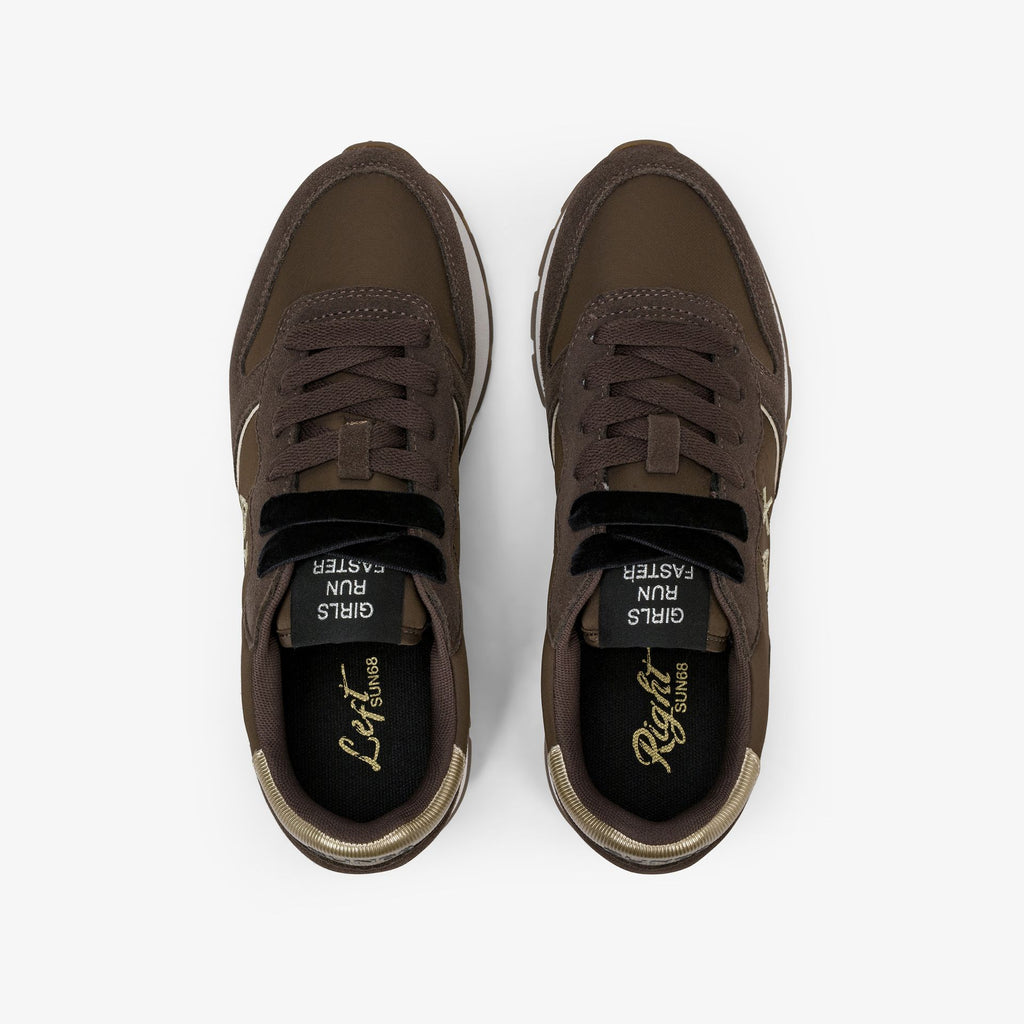 sneaker ally gold silver in suede e nylon marrone sun68<BR/> 