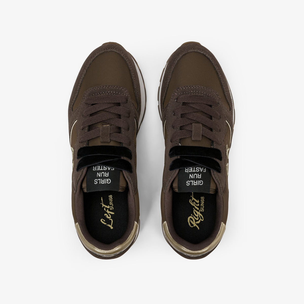 sneaker ally gold silver in suede e nylon marrone sun68<BR/> 