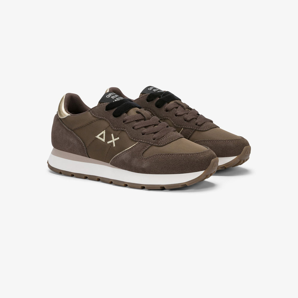 sneaker ally gold silver in suede e nylon marrone sun68<BR/> 