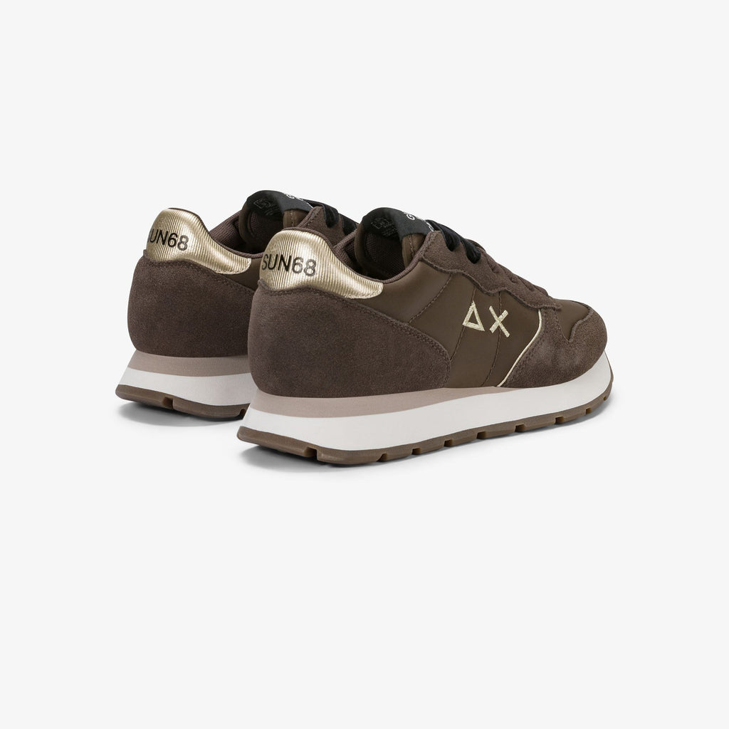 sneaker ally gold silver in suede e nylon marrone sun68<BR/> 