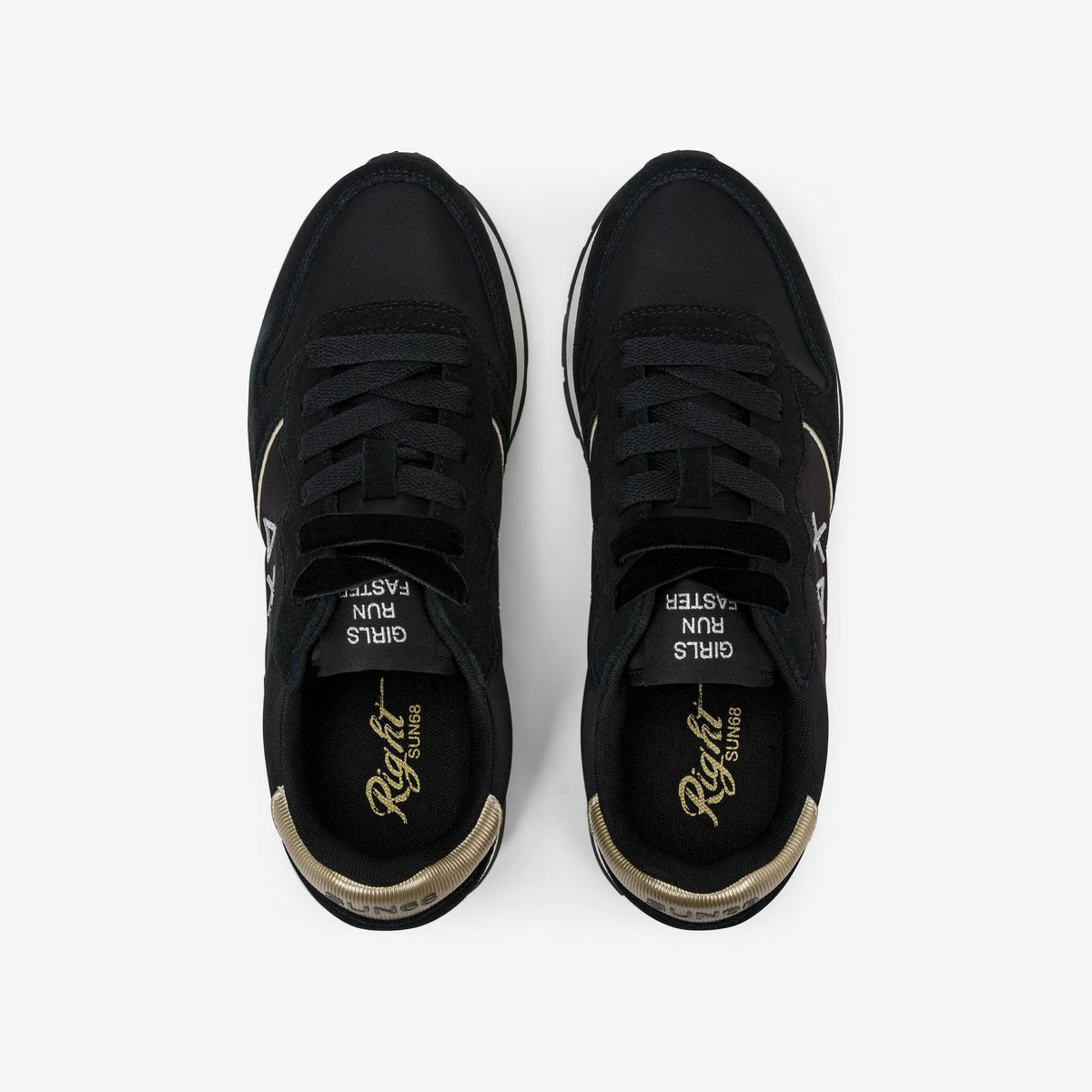 sneaker ally gold silver in suede e nylon nero sun68 