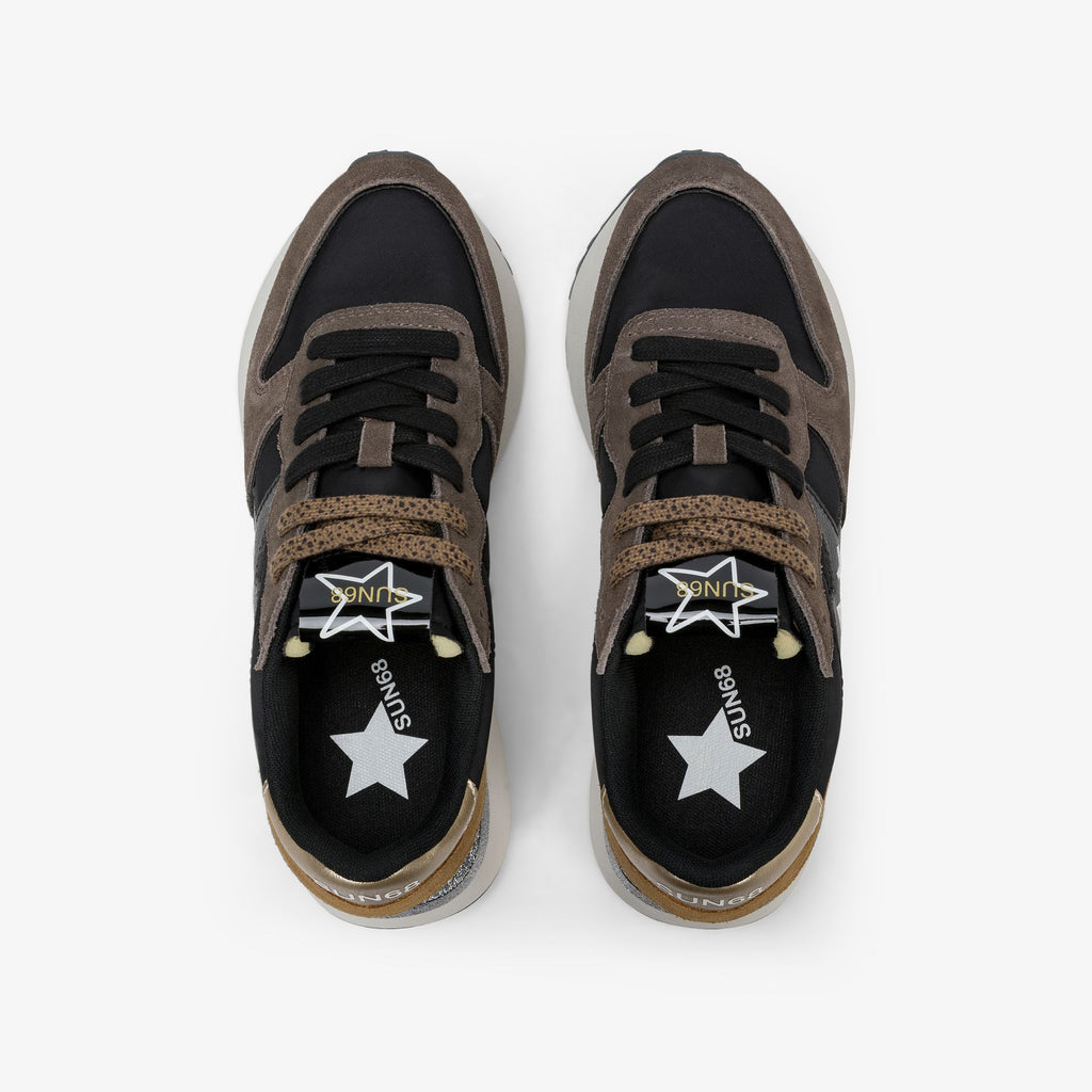 sneaker big stargirl in nylon e suede nero sun68 