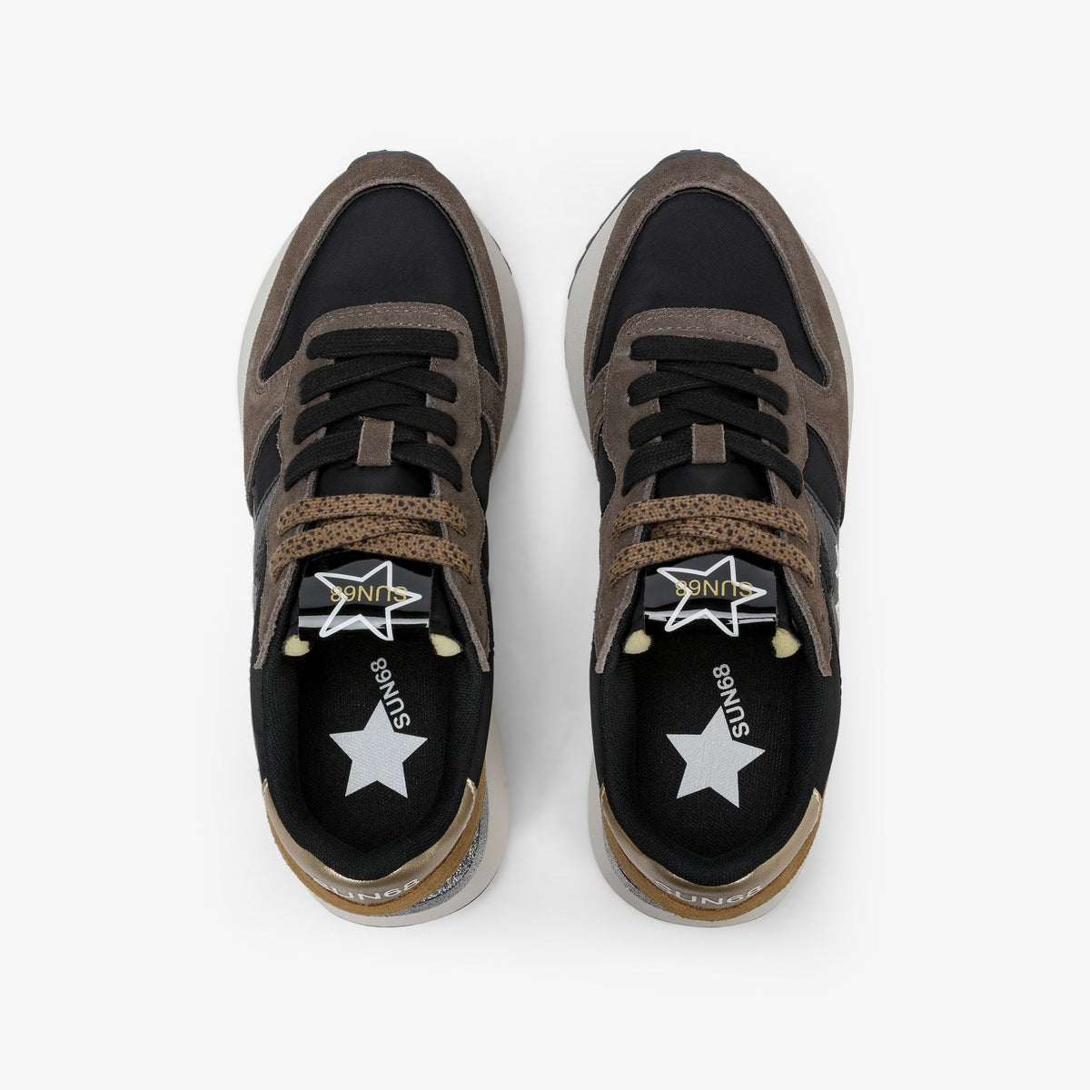 sneaker big stargirl in nylon e suede nero sun68 