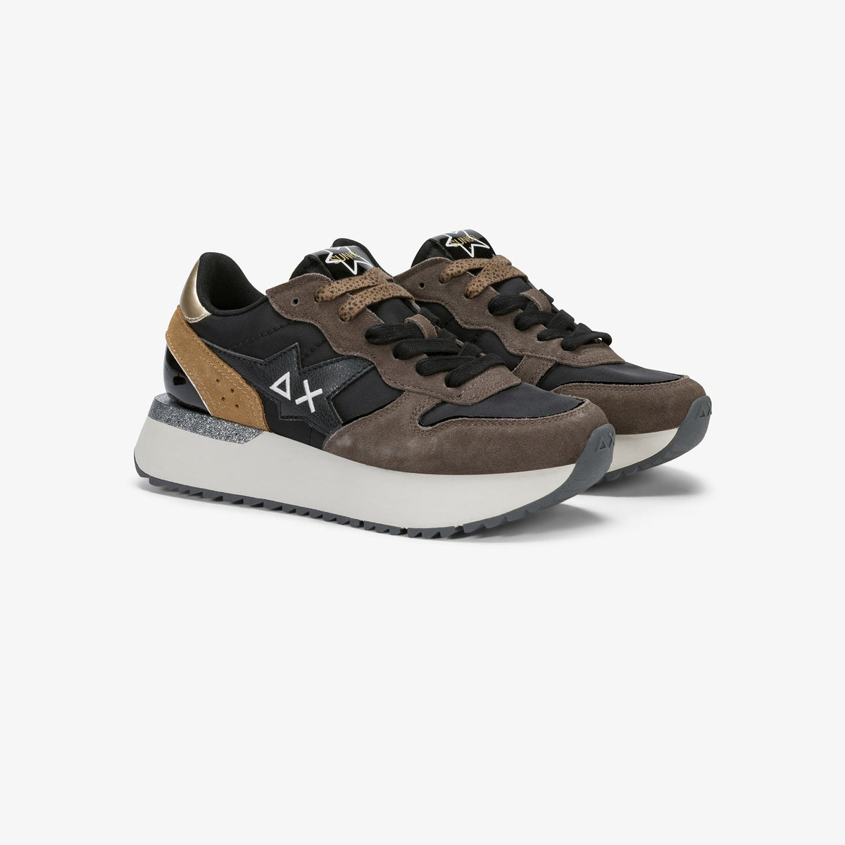 sneaker big stargirl in nylon e suede nero sun68 