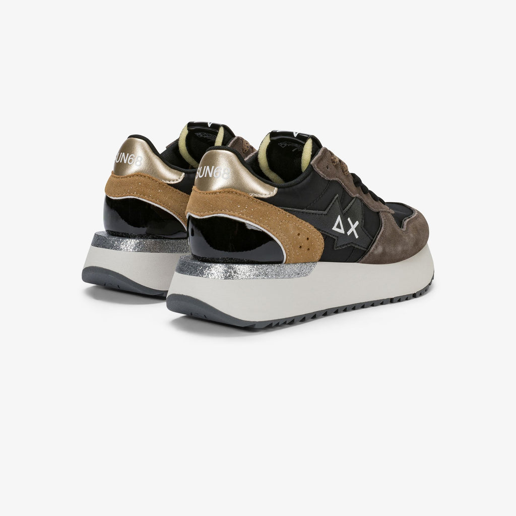 sneaker big stargirl in nylon e suede nero sun68 
