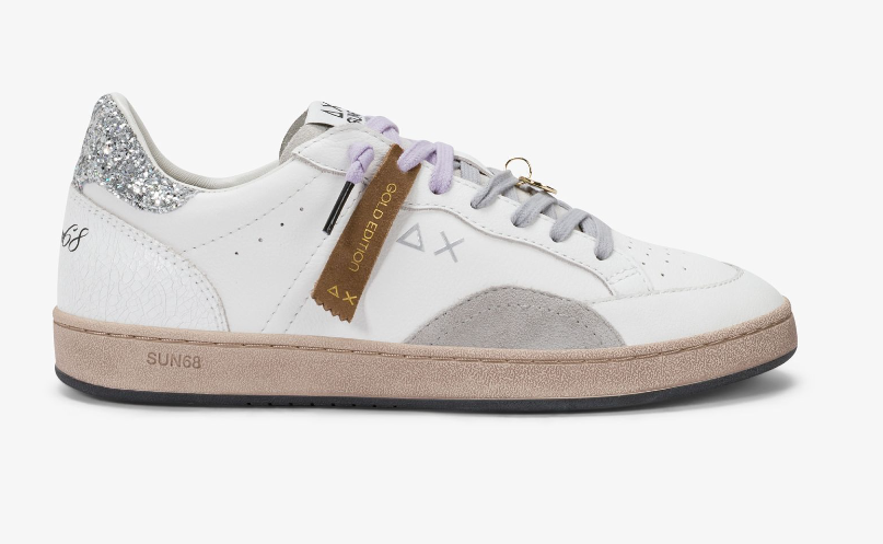 sneaker urban street in pelle con charm bianco sun68<BR/> 