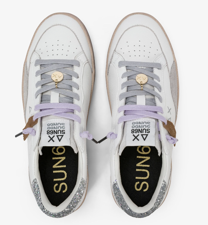 sneaker urban street in pelle con charm bianco sun68<BR/> 