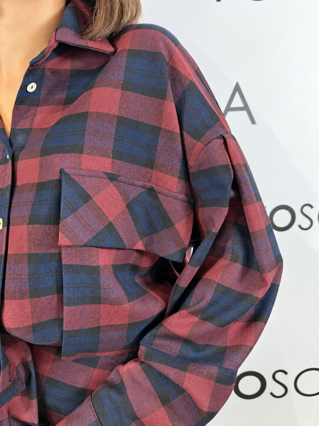camicia a quadri corta con elastico dietro tensione in 