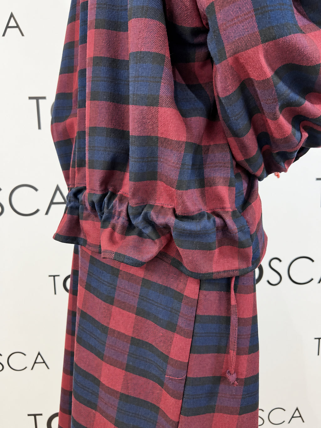 camicia a quadri corta con elastico dietro tensione in 