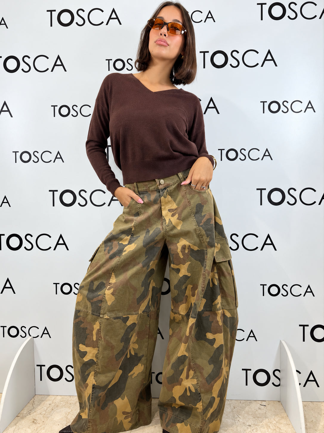 pantalone barrel con tasche laterali tensione in 