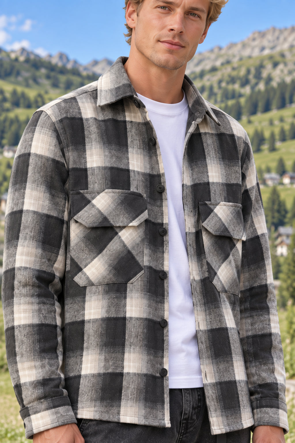 overshirt a quadri white sand 