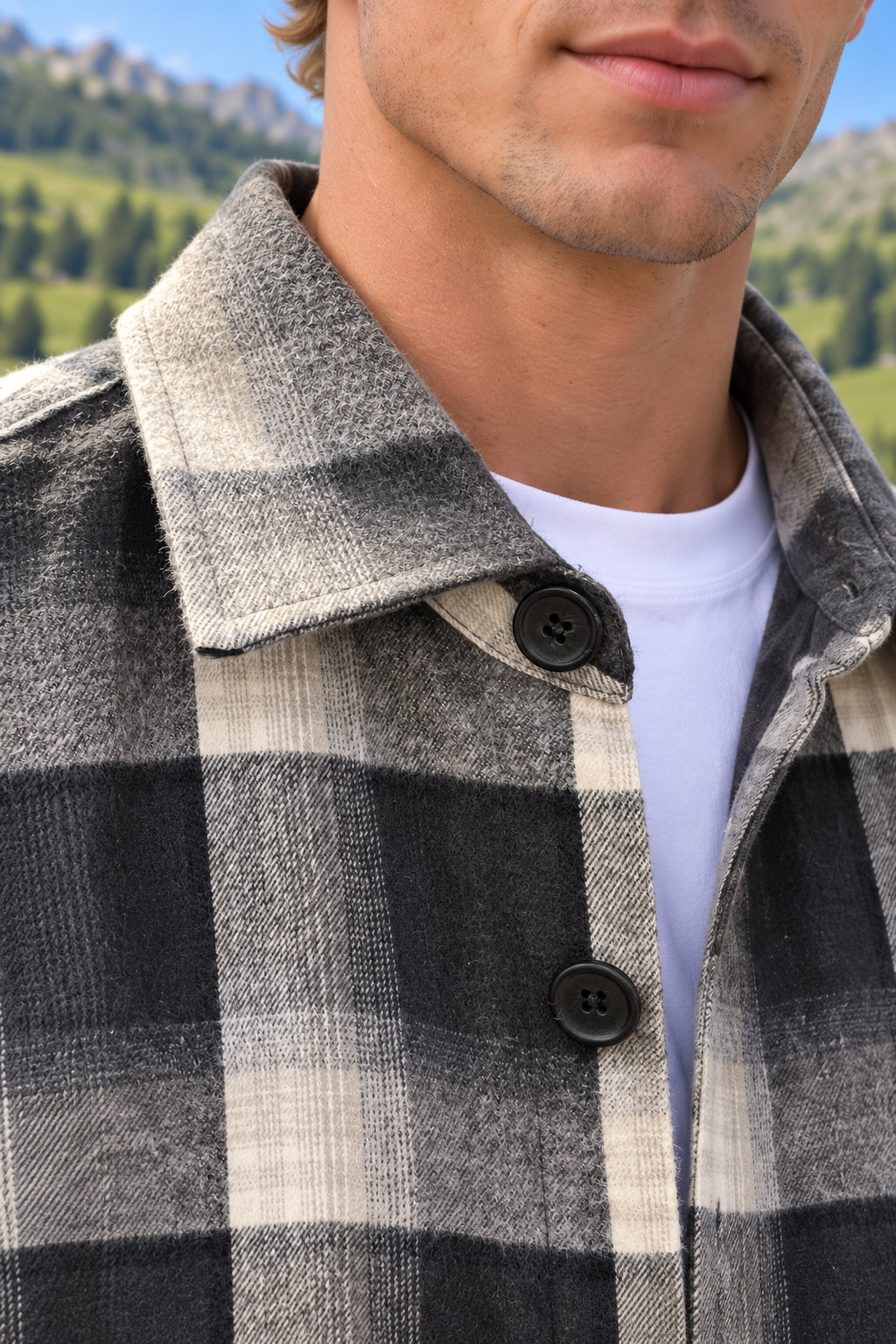 overshirt a quadri white sand 