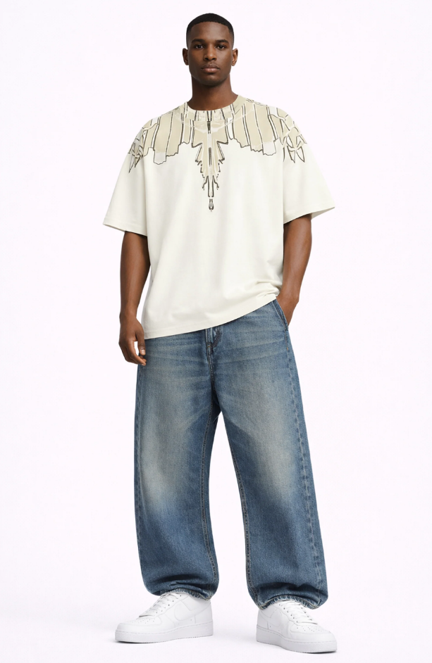 t-shirt con stampa ali county of milan S6CMMATH021OFF WHITE COUNTY OF MILAN MARCELO BURLON