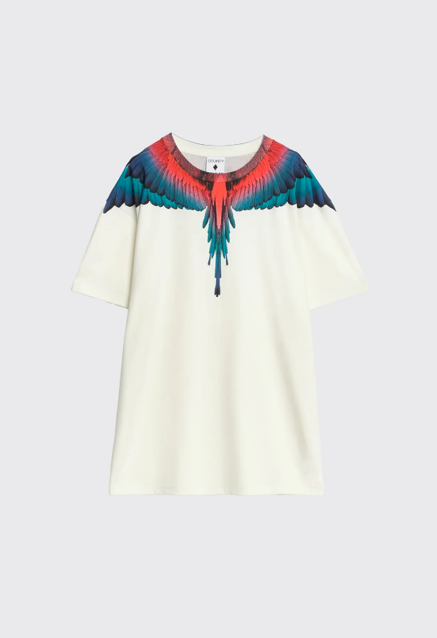 t-shirt con stampa ali county of milan S6CMMATH029OFF WHITE COUNTY OF MILAN MARCELO BURLON