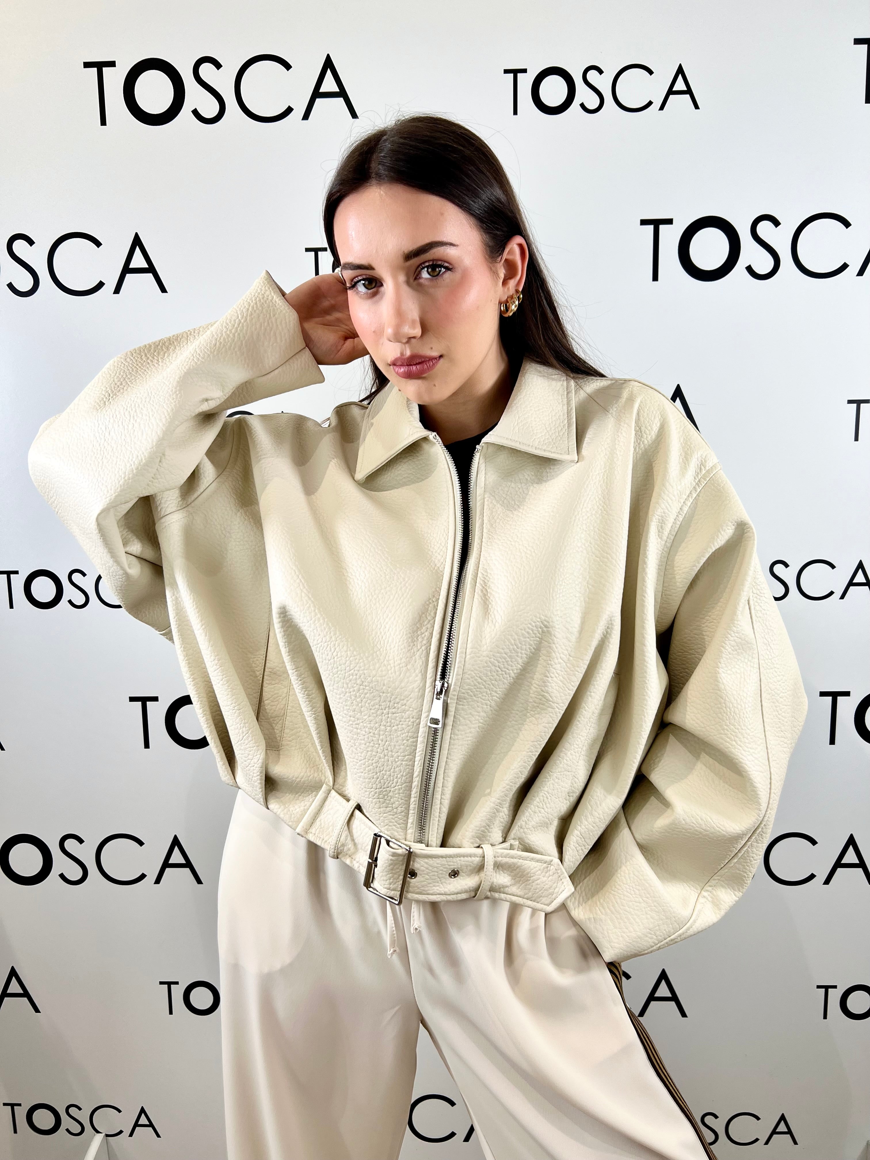 bomber ecopelle con fibbia kontatto 