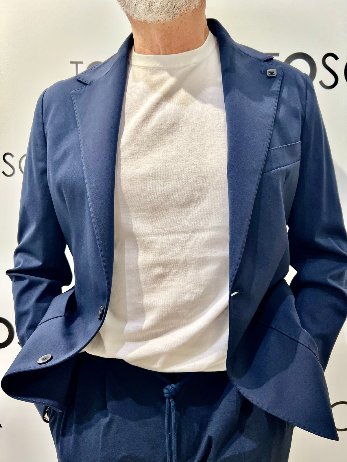 giacca monopetto in punto milano outfit OUGM0001 IL BUON VINOBLU OUTFIT