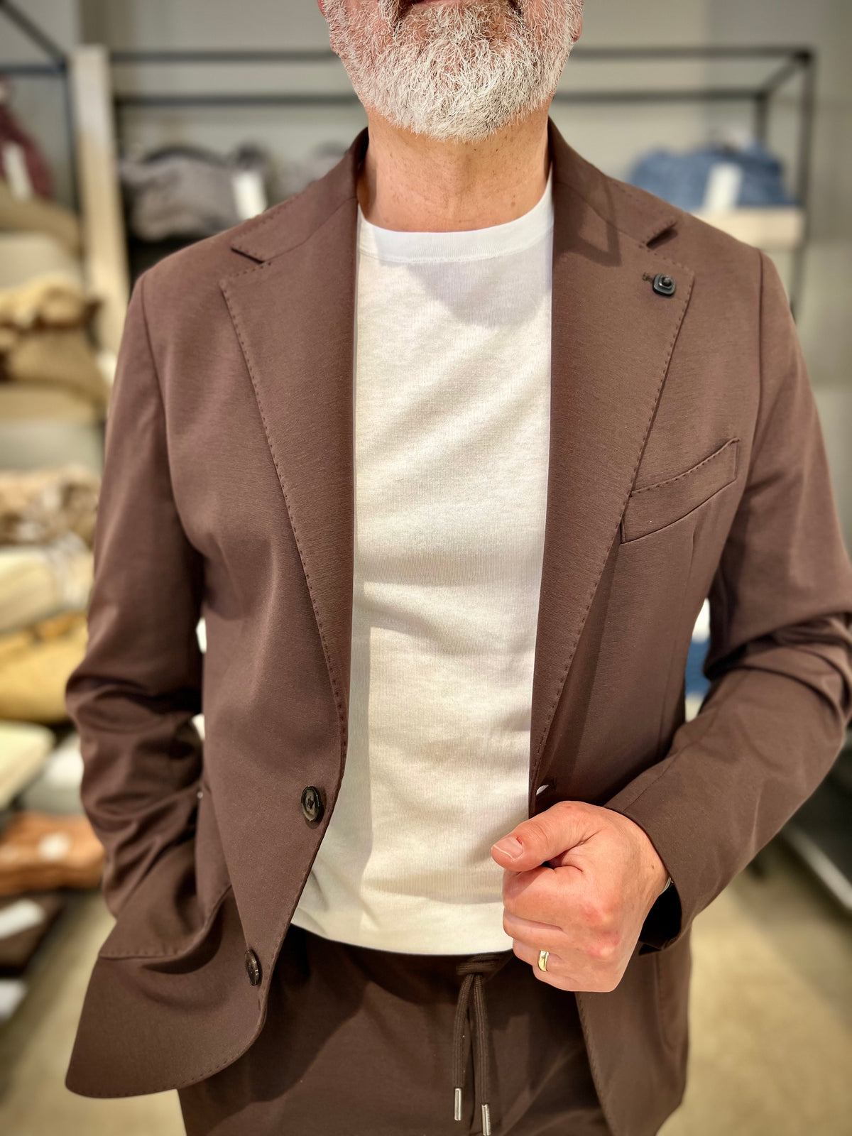 giacca monopetto in punto milano outfit OUGM0001 IL BUON VINOMORO OUTFIT