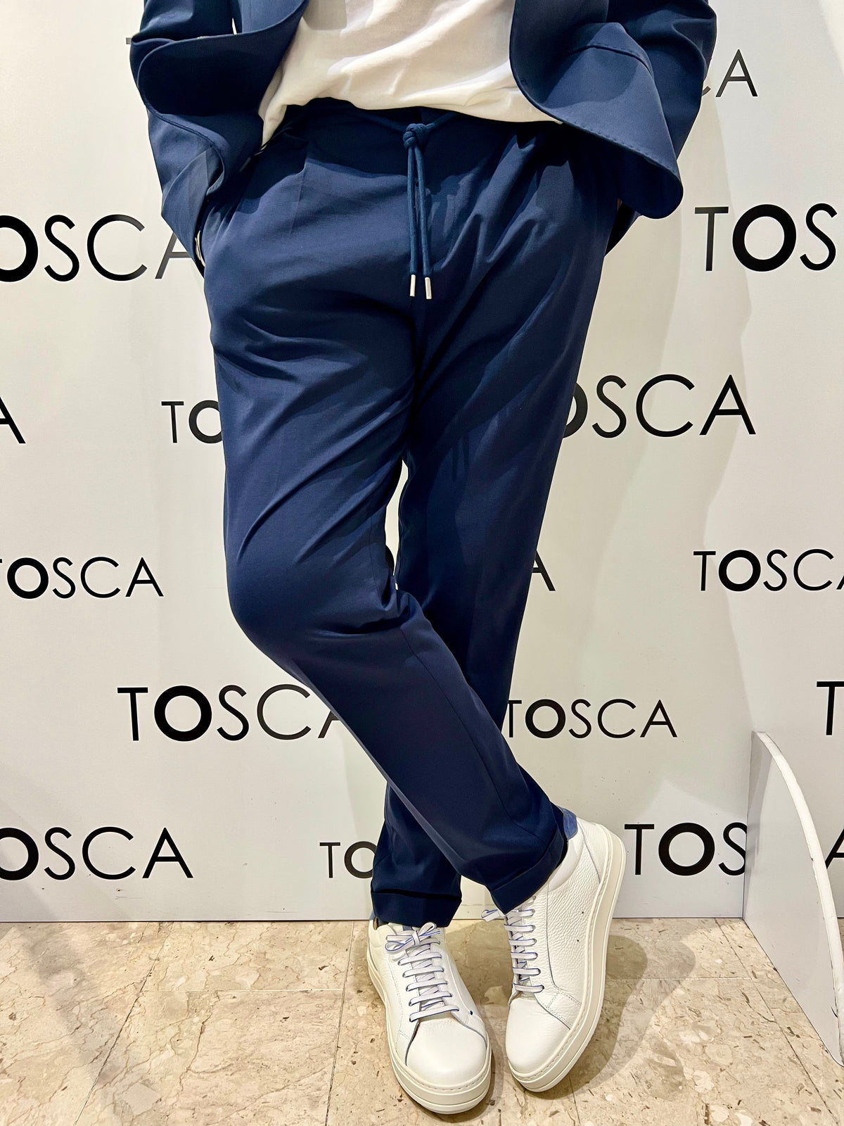 pantaloni con coulissein punto milanoi outfit OUPL0001 LUCCELLOBLU OUTFIT