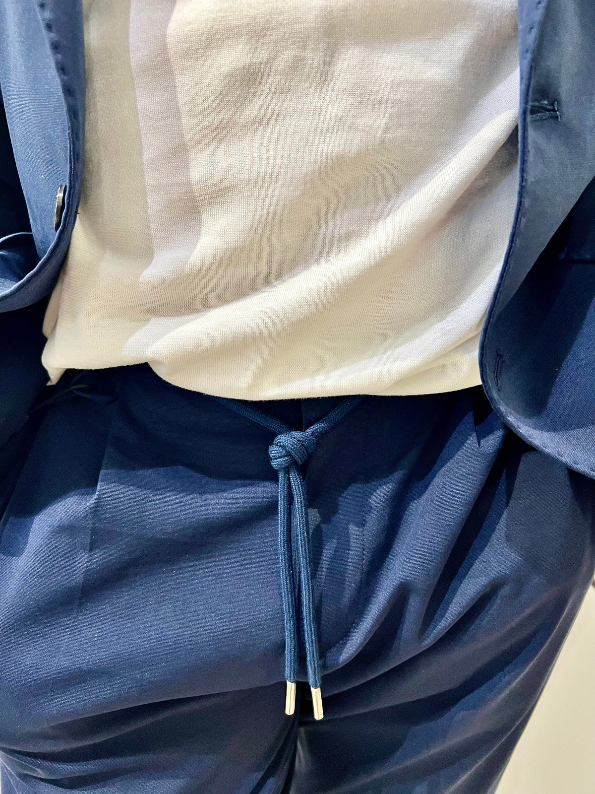 pantaloni con coulissein punto milanoi outfit OUPL0001 LUCCELLOBLU OUTFIT