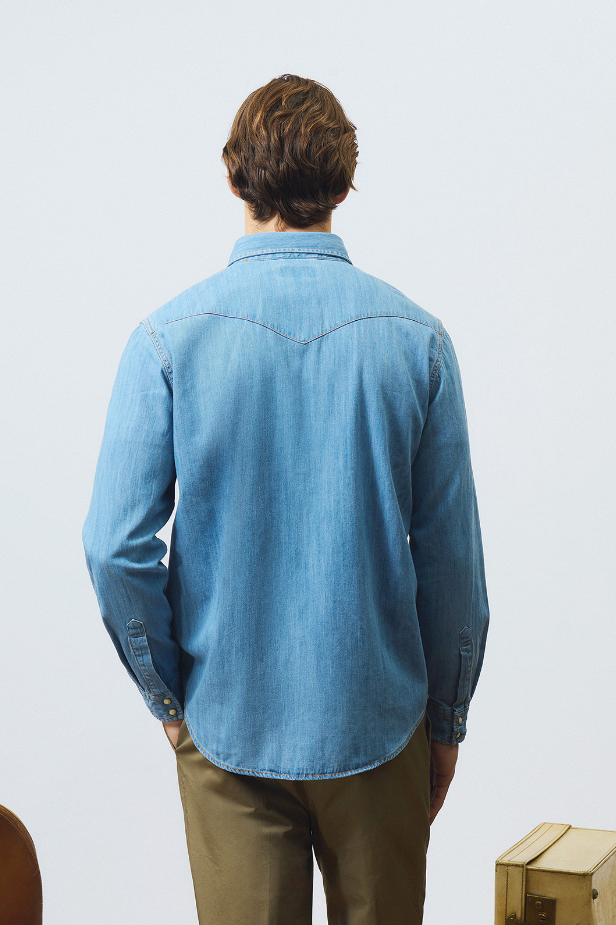 camicia in jeans shirt martin man denim sky stone 