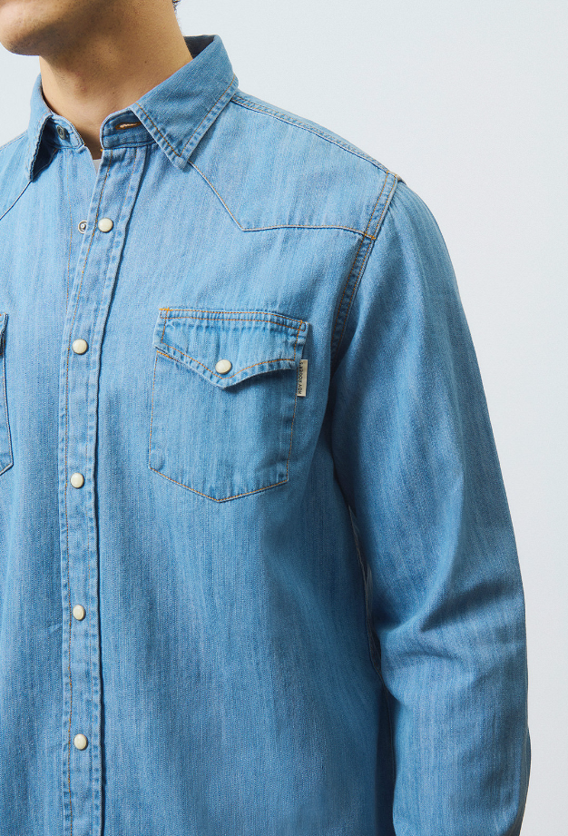 camicia in jeans shirt martin man denim sky stone 