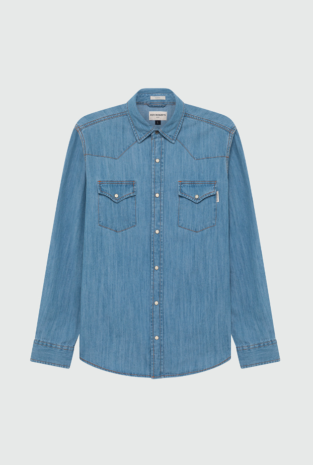camicia in jeans shirt martin man denim sky stone 