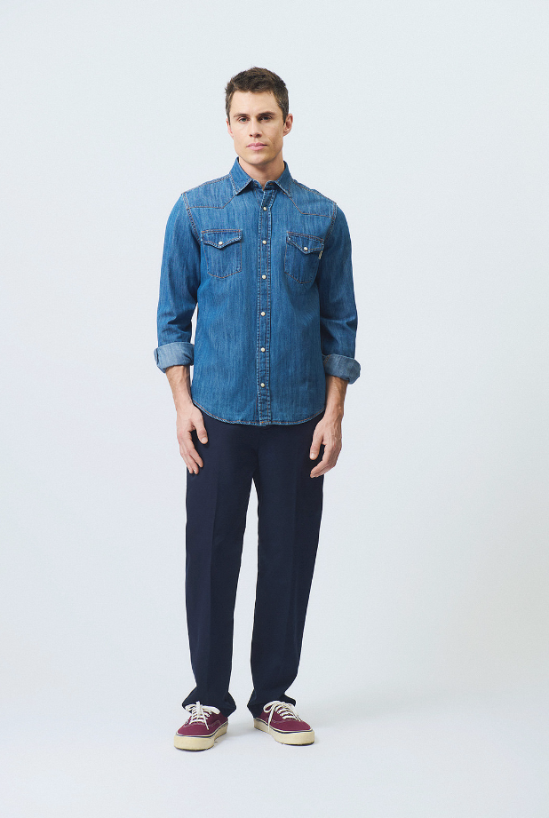 camicia in jeans shirt martin man denim cobalt stone 