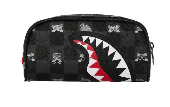 pochette gray peeking character check pouch sprayground 