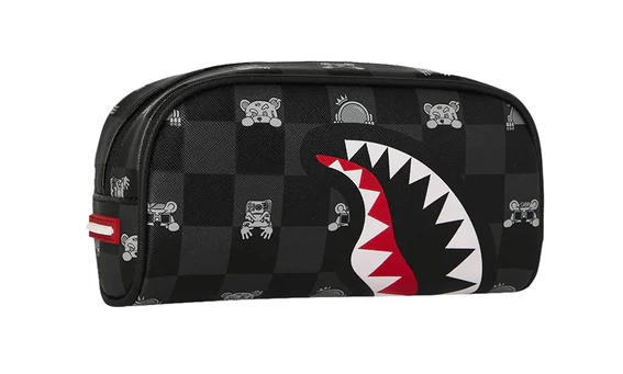 pochette gray peeking character check pouch sprayground 