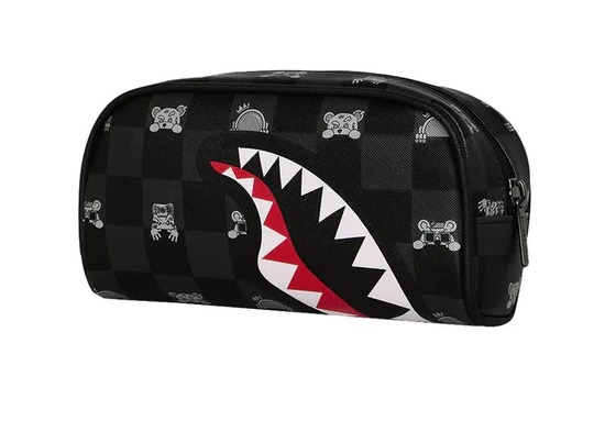 pochette gray peeking character check pouch sprayground 