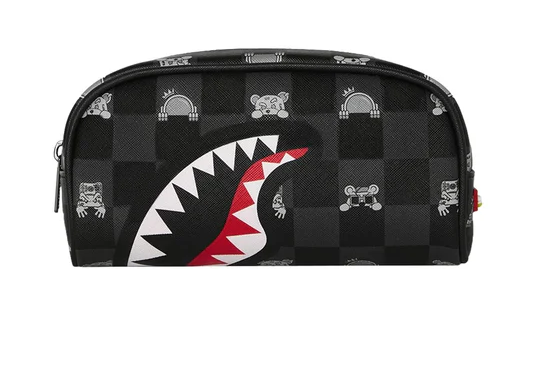 pochette gray peeking character check pouch sprayground 