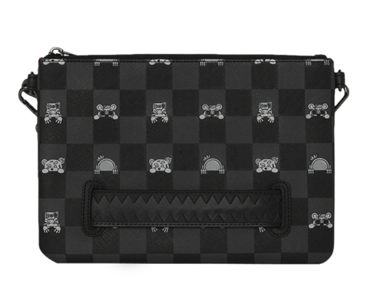 pochette gray peeking character check crossover clutch sprayground 