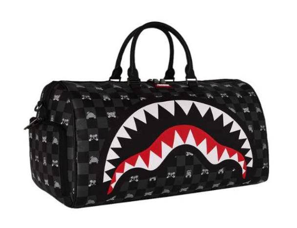 borsone gray peeking character check duffle sprayground 