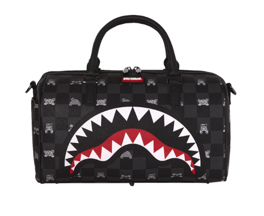 bauletto gray peeking character check mini duffle sprayground 
