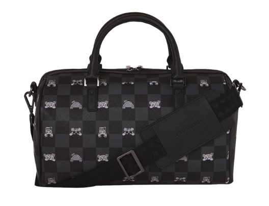 bauletto gray peeking character check mini duffle sprayground 